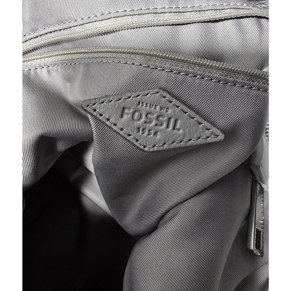 FOSSIL Maya Gray Denim Hobo Shoulder Bag Purse Pebbled Leather Fabric - Picture 16 of 16